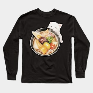 Cat Eating Ramen Long Sleeve T-Shirt